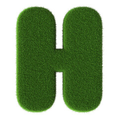 Poster - 3D Font Grass Green Letter H uppercase