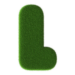 Poster - 3D Font Grass Green Letter L uppercase