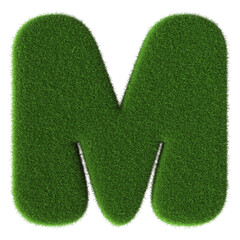 Poster - 3D Font Grass Green Letter M uppercase