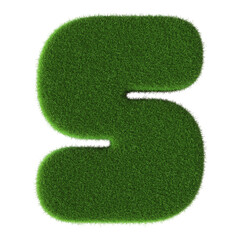 Poster - 3D Font Grass Green Letter S uppercase