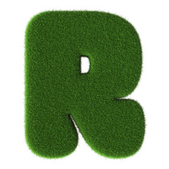 Poster - 3D Font Grass Green Letter R uppercase