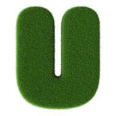 Poster - 3D Font Grass Green Letter U uppercase