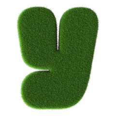 Poster - 3D Font Grass Green Letter Y uppercase