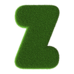 Poster - 3D Font Grass Green Letter Z uppercase
