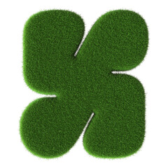 Poster - 3D Font Grass Green Letter X uppercase