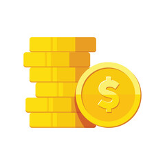 Wall Mural - stack of gold coins with dollar us currency sign vector illustration isolated on white background. b