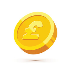 Wall Mural - gold coin with british pound currency sign vector illustration isolated on white background. busines