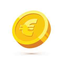 Wall Mural - gold coin with euro currency sign vector illustration isolated on white background. business and fin