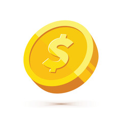 Wall Mural - gold coin with dollar us currency sign vector illustration isolated on white background. business an
