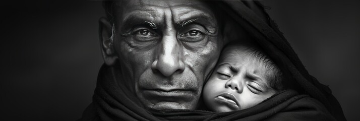 Wall Mural - Fatherhood essence  strength, wisdom, love in artistic tribute to the bond with children