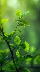 Wall Mural - quiet nature landscape narrow nature trail in green forest with sunlit, vertical 9:16 ratio background, beautiful nature , Generative Ai