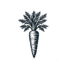 Canvas Print - The carrot. Black white vector illustration logo.