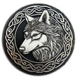© Deivison - Round emblem with silver wolf, amulet, logo, fantasy.