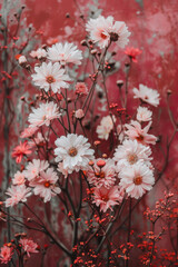 Wall Mural - A bunch of pink flowers are in a vase