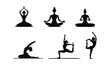 © Logo Majesty - Yoga poses silhouette set. set of yoga poses, set of yoga icons