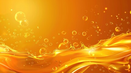 Poster - a fascinating spectacle of fluid dynamics and light reflections, golden background