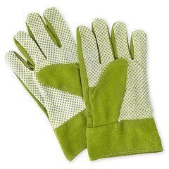 Wall Mural - Gardening cloth green safety gloves, top view isolated on white background. Gardening tool equipment. Spring concept for home gardening or vegetable garden and plant care.