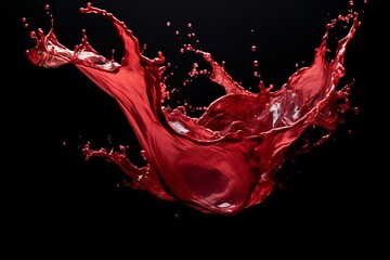 Poster - Energetic splash of vivid red liquid caught in motion against a dark background