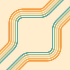Wall Mural - abstract background of rainbow groovy wavy line design in 1970s hippie retro style. vector pattern r