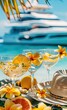 Beautiful exotic cocktails on the beach. Selective focus.