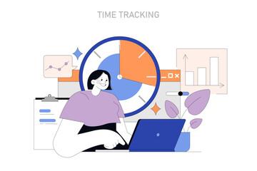 Poster - Time Tracking concept. Vector illustration.