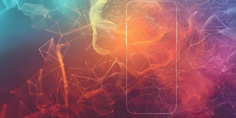 Poster - low poly wireframe style phone chat with geometric patterns and particles. concept low poly art, wir