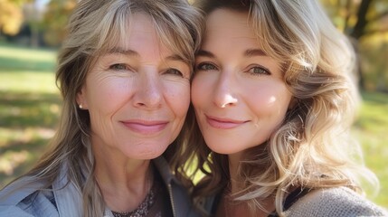 Wall Mural - A close up of two women posing for a picture