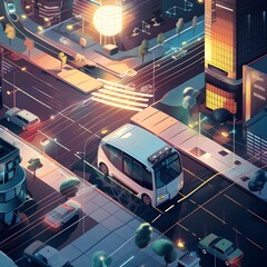 Poster - futuristic solar powered electric vehicles in smart transportation network