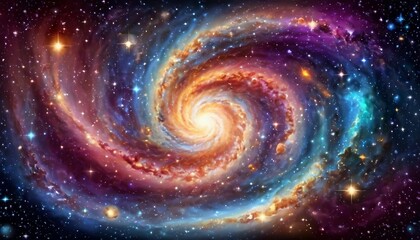 Wall Mural - Abstract celestial symphony background with swirling galaxies and cosmic music notes.