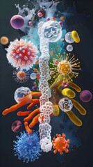Poster - Detailed Diagram of Various Bacterial Microorganism Shapes and Arrangements