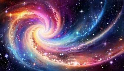 Wall Mural - Abstract celestial symphony background with swirling galaxies and cosmic music notes.