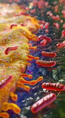 Poster - vibrant 3d of bacterial growth stages in culture medium