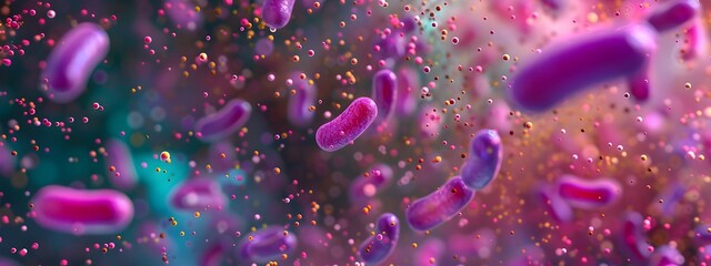 Poster - Captivating Photomicrograph of Colorful Gram Positive and Gram Negative Bacteria in Dynamic