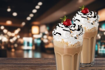 Wall Mural - Hot chocolate drink with whipped cream