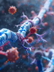 Poster - 3d rendered molecular model of insulin and neurotransmitter receptor interactions in the brain