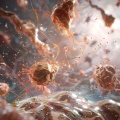 Poster - visually arresting microscopic render of insulin s effects on synaptic transmission and plasticity