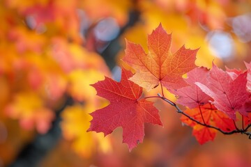 maple tree in fall foliage: rich red and orange leaves covering the branches.