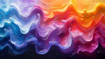 Wall Mural - Colorful waves acrylic painting background