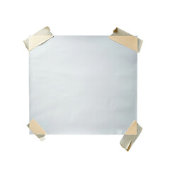 blank poster with tape over the corners isolated on transparent background