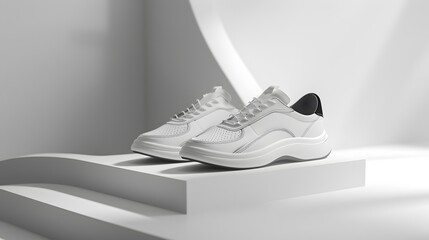 Wall Mural - Shoe design. 3D booth on white background.