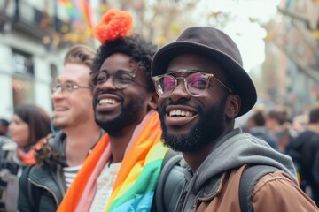 Sticker - Amidst the laughter and camaraderie, the Pride celebration fostered connections and bonds within the crowd, as strangers became friends united by their shared sense of pride and belonging