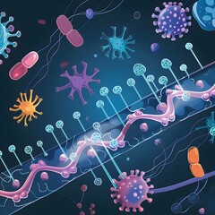Poster - Diagram of Bacterial Antibiotic Resistance Mechanisms and Transmission Through Mobile Genetic