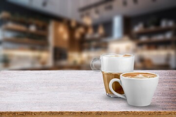 Sticker - A sunny kitchen with coffee cups on desk