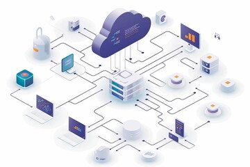 Aufkleber - A complex network of interconnected devices and servers representing a modern cloud computing infrastructure.
