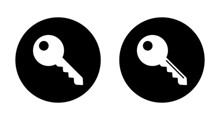 Poster - Key icon on black circle. Access keys concept
