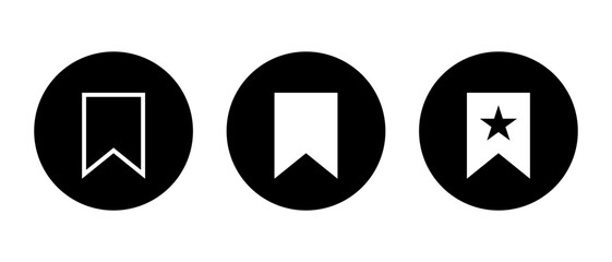 Poster - Bookmark icon on black circle. Book ribbon concept