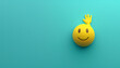 © Anita - A minimalist 3D  of a single yellow high five emoji with hands, on a solid turquoise background.