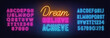 © TanyaFox - Dream Believe Achieve neon lettering on brick wall background