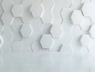 Poster - Abstract white background with hexagon pattern for technology concept
