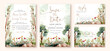 © wulano - wedding invitation set with beautiful forest watercolor landscape
